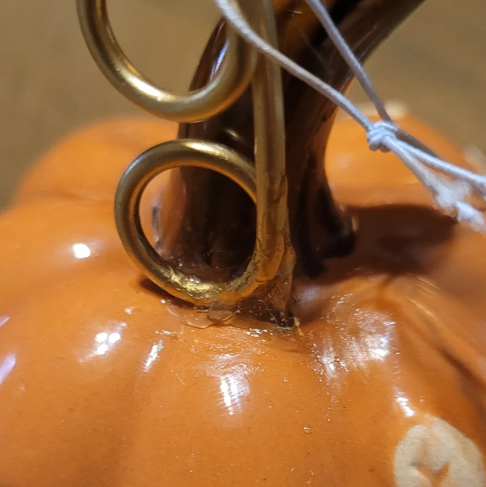 Orange Ceramic Fall Pumpkin Photo Clip Holder From Target, Orange And Gold